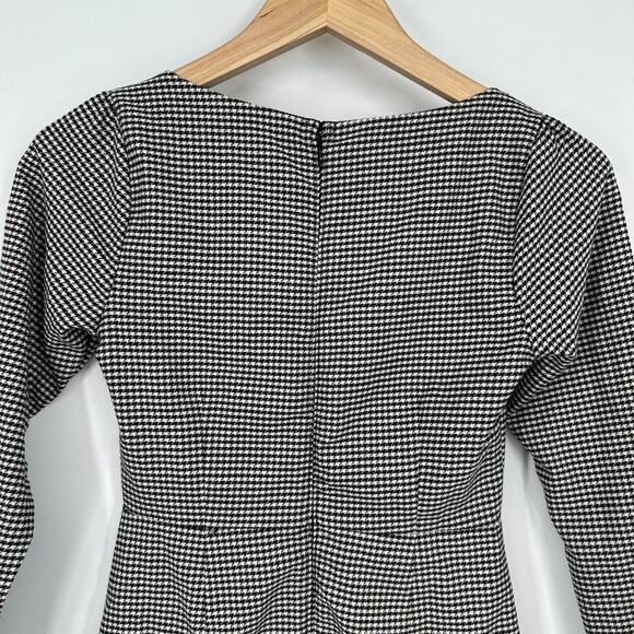 Abercrombie & Fitch 90’s Sweetheart Mini Dress Houndstooth Plaid Long Sleeve - Picture 8 of 9